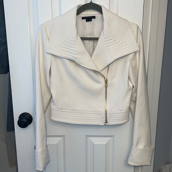Theory cream moto jacket, size 6 - Picture 2 of 8